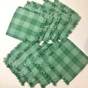 Cloth Napkins Set of 10 Green on Green Woven Check
